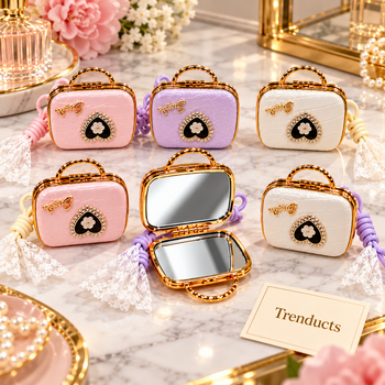 Handbag Shaped Cosmetic Pocket Mirror luxury styled photo with Trenducts card - view 1