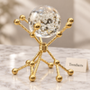 Gold Glass Globe Table Accent - Bubble Sphere on Stand