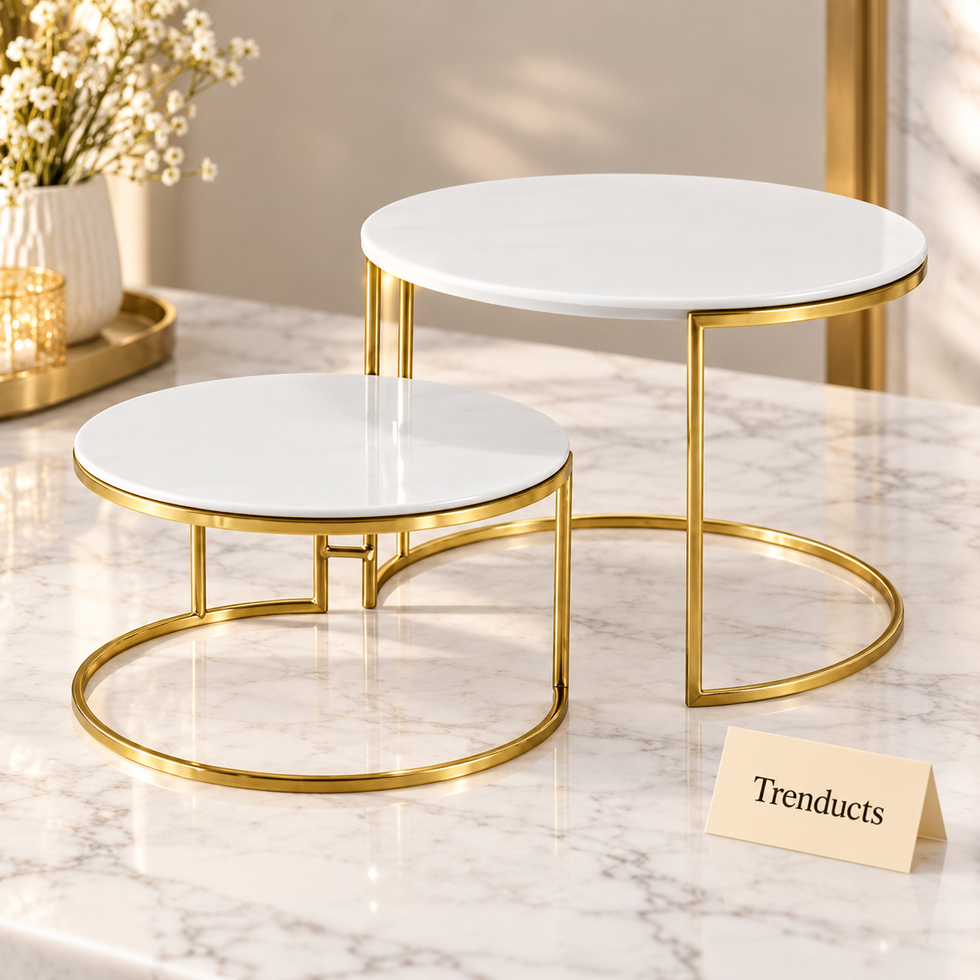 Brilliant Round Plate Stand Set - 9″ & 11″ White & Gold