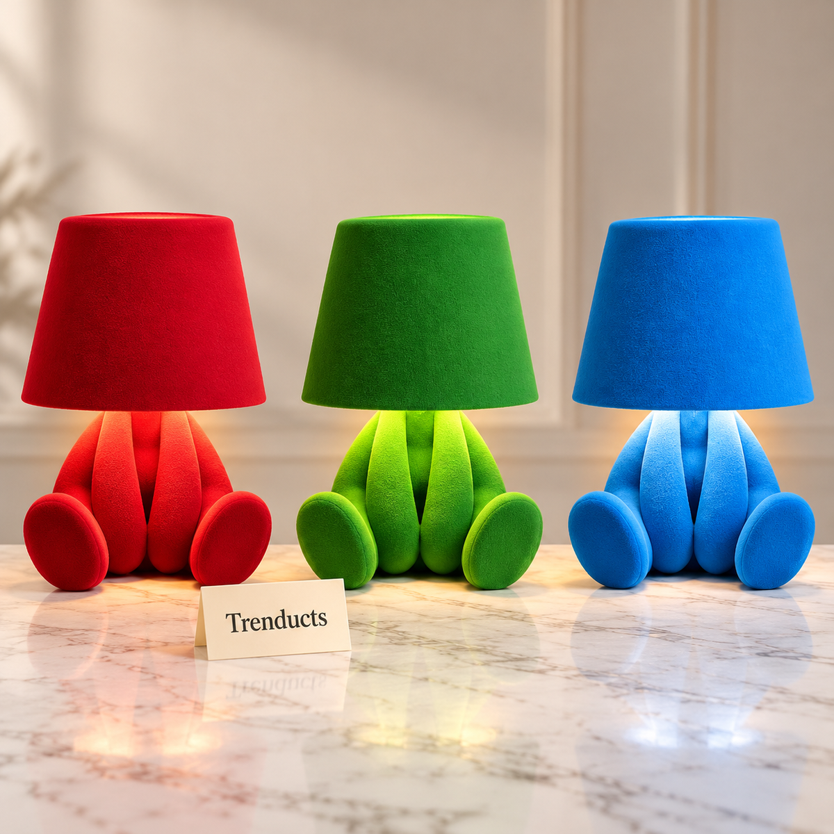 Cute Character Table Lamp - Velvet Look Kids Room Light