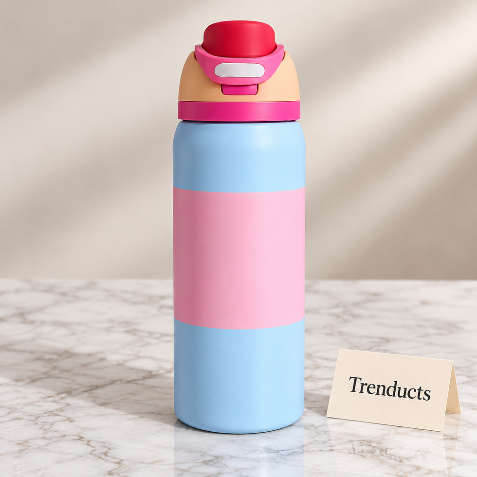 Premium Insulated Water Bottle - Blue & Pink with Flip Lid