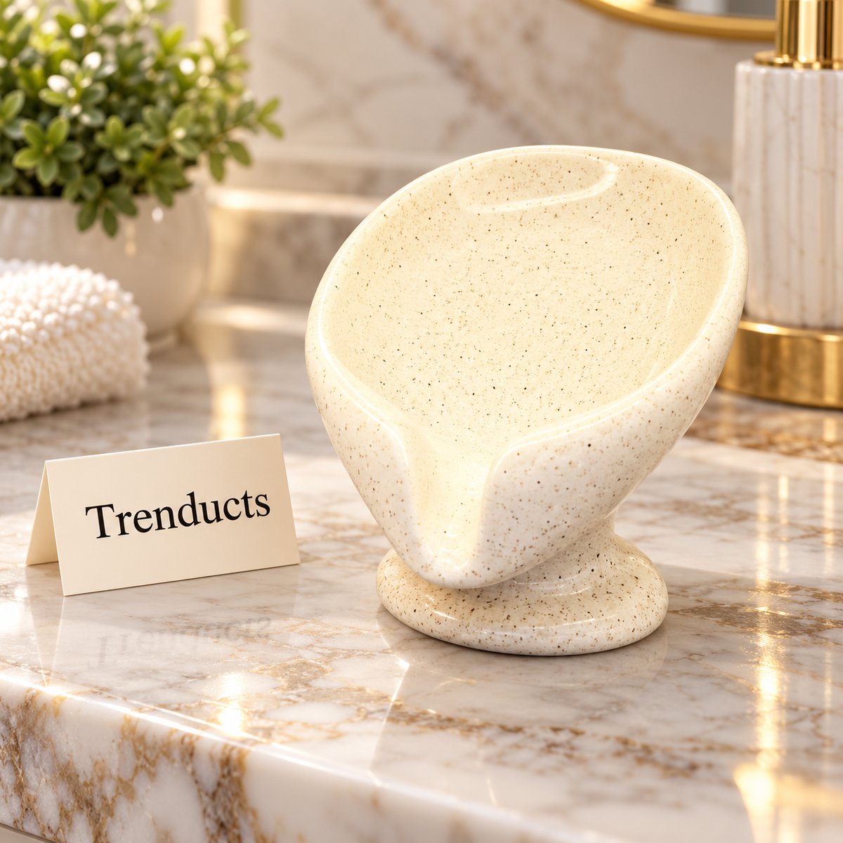 Brilliant Granite Soap Dish - White Speckled Porcelain