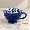 Danny Home Porcelain Mug - 400 ml Navy Blue Floral