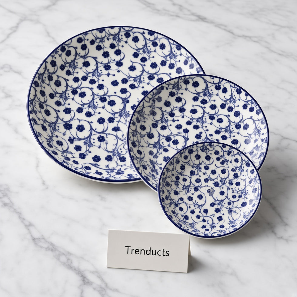 Danny Home Porcelain Deep Plate - Blue and White Floral