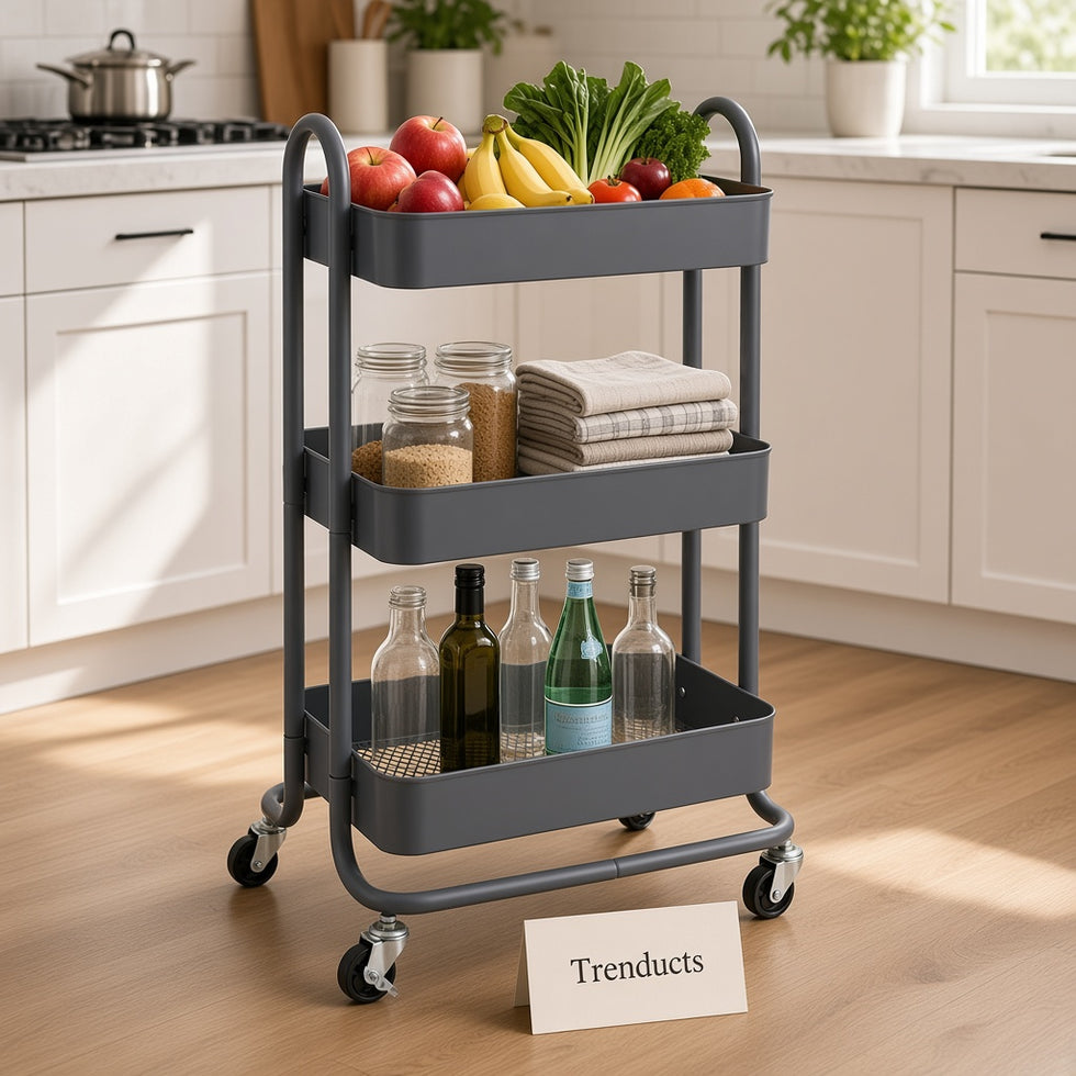 Metal 3 Tier Rolling Utility Cart with Wheels
