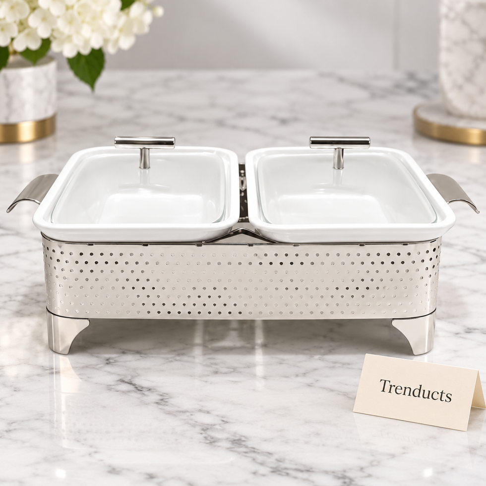 Brilliant Twin Rectangular Casserole with Candle Warmer - 2 x 12″