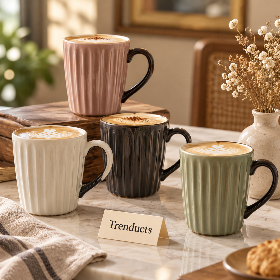 Danny Home Porcelain Mug 400ml - Fluted Reactive Glaze (each)