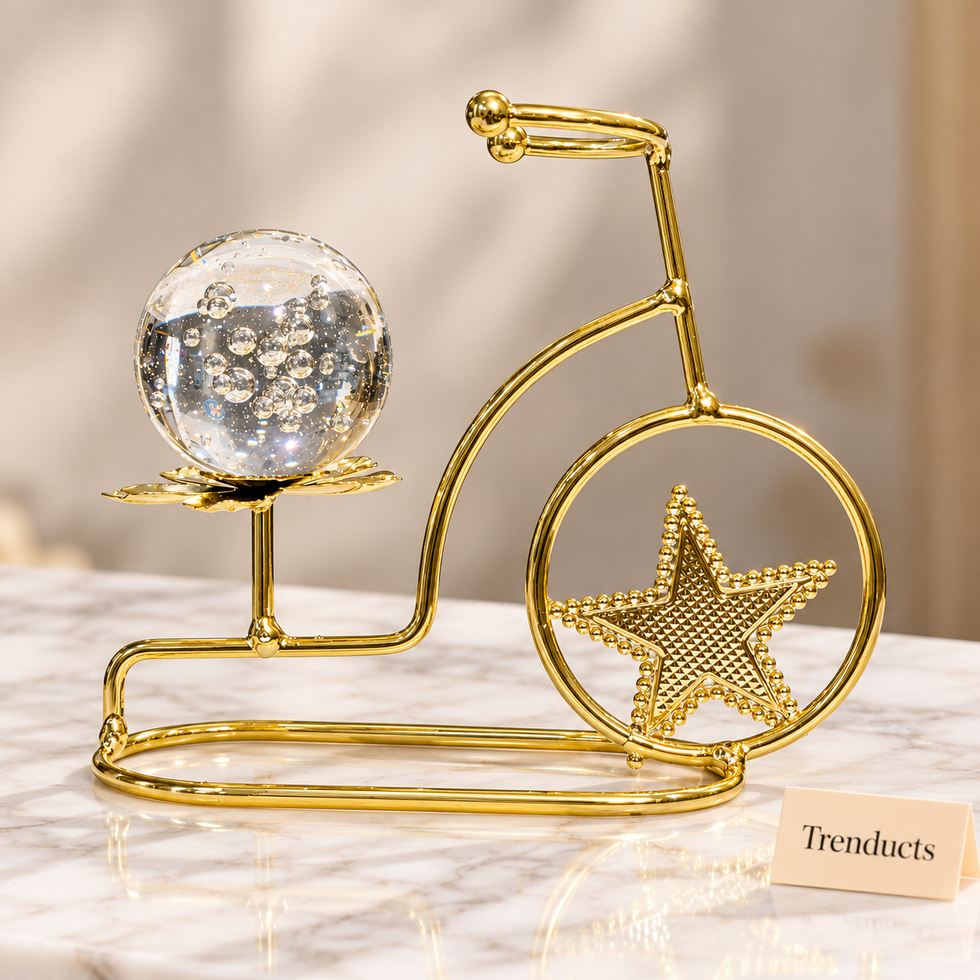 Globe Showpiece - Gold Bicycle with Crystal Bubble Egg