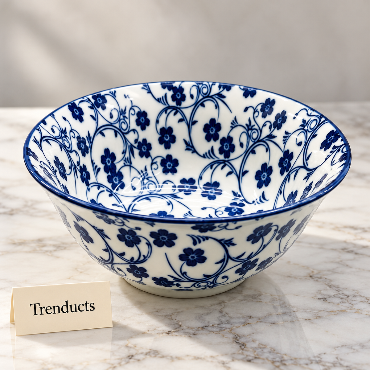 Danny Home Floral Bowls - Blue Porcelain 4.75 & 3.75 inch