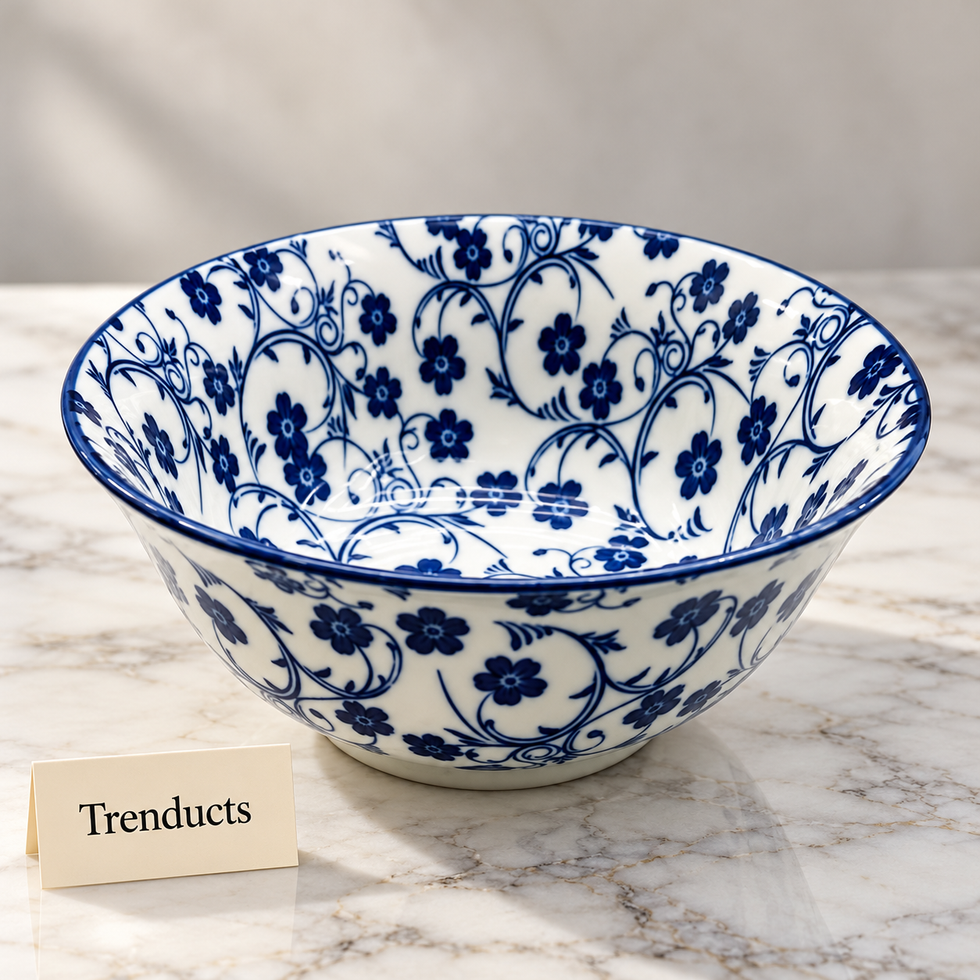 Danny Home Floral Bowls - Blue Porcelain 4.75 & 3.75 inch
