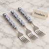 Danny Home Dinner Fork Set - 3 Pcs Blue Floral 19.5 cm