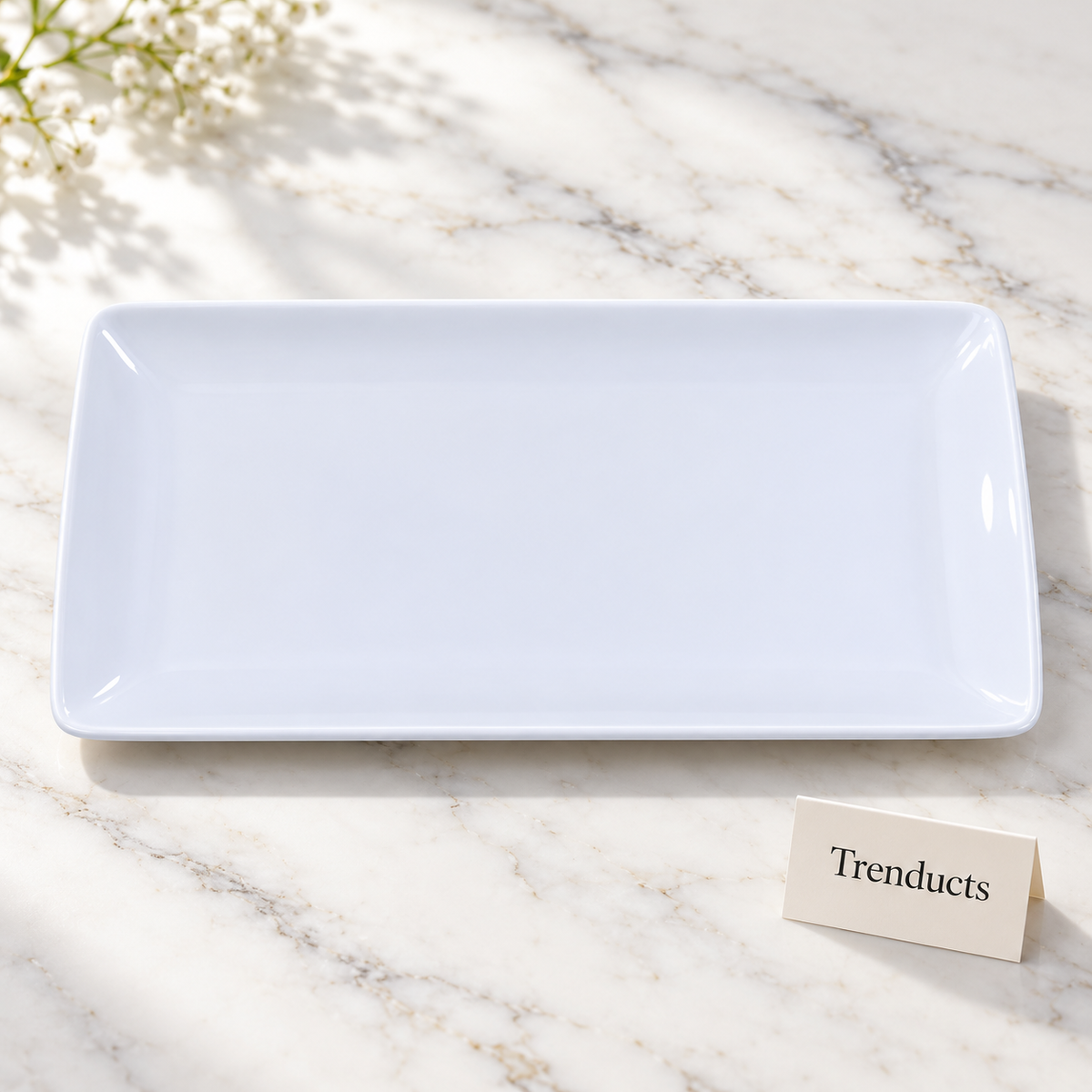 Brilliant White Rectangular Plate - 11.75 Inch Flat Plate