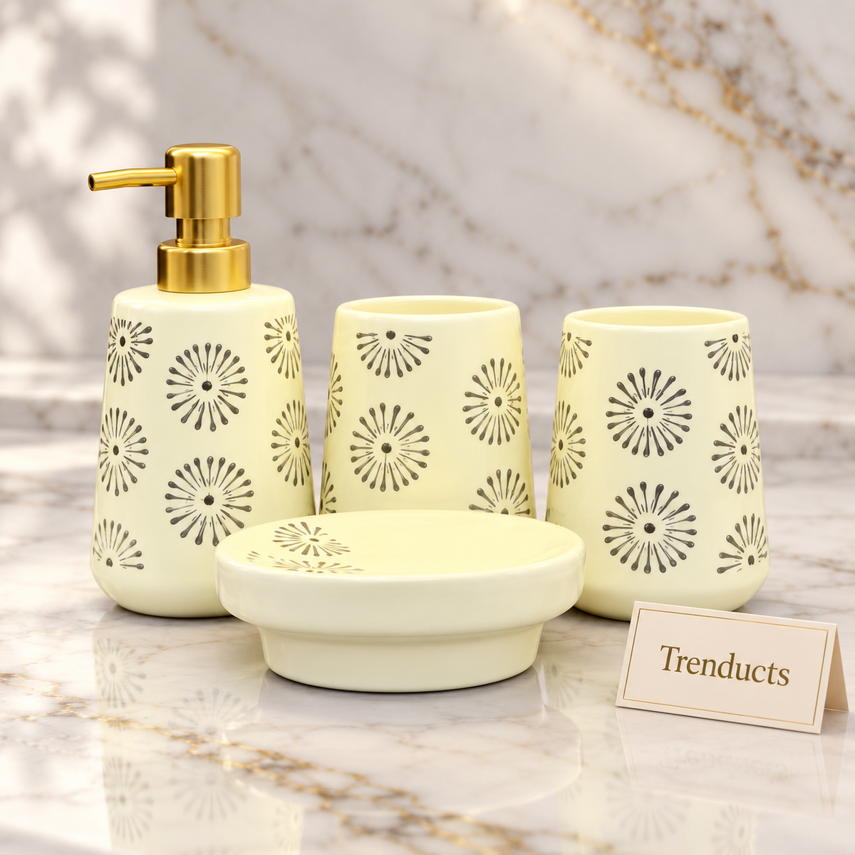 Brilliant 4 Piece Bathroom Set - Apple White Sunburst