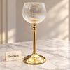 Gold Pedestal Candle Holder - Ribbed Glass Globe