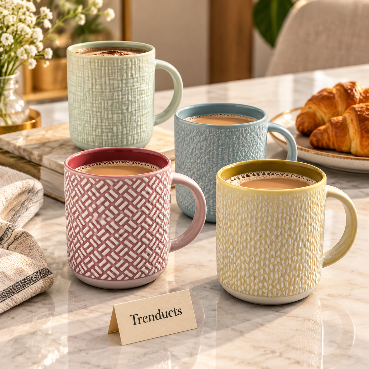 Danny Home Ceramic Mug 450ml - Embossed Pastel (each)
