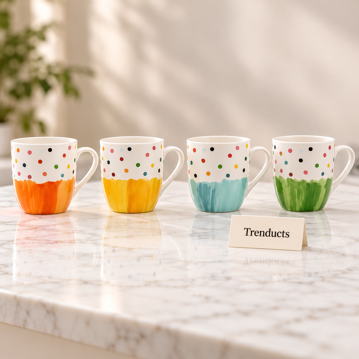 Ceramic Mug 350 ml - Polka Dot Colour Base (Random)