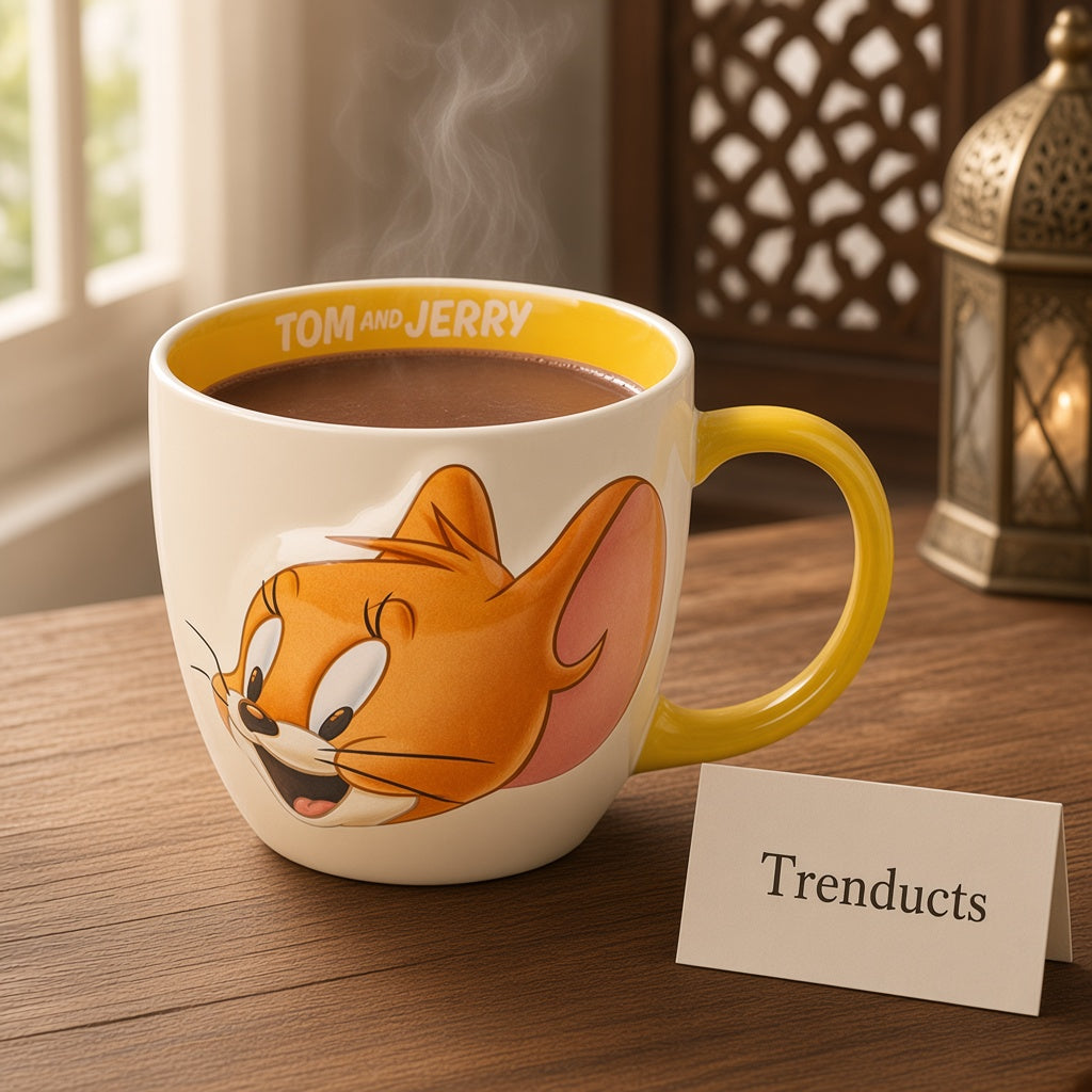 Disney Tom and Jerry Ceramic Face Mug 550ml - Yellow