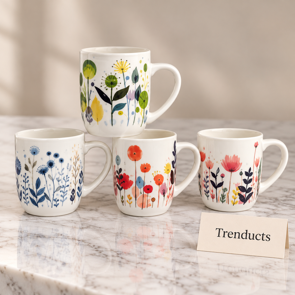 Whimsical Flower Mug 350 ml - Colourful Prints (Random)