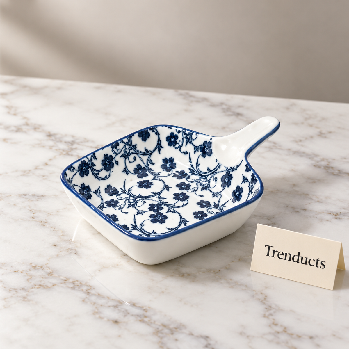 Danny Home Porcelain Dish - 4.75 inch Square with Handle