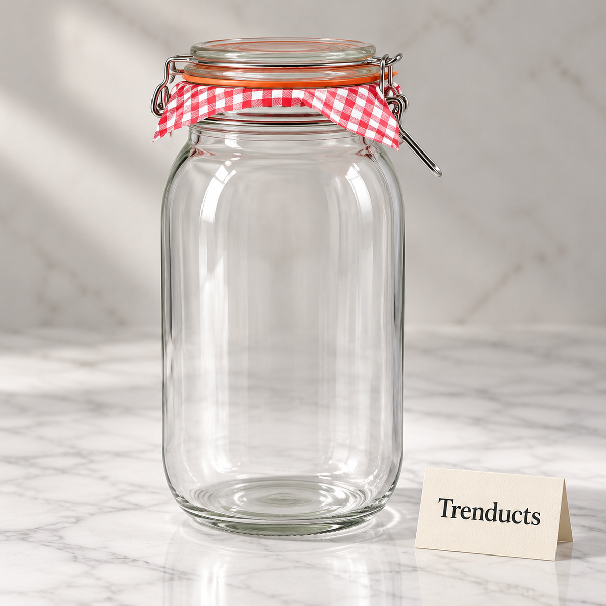 Danny Home Clip Top Jar - Round Glass with Gingham Lid
