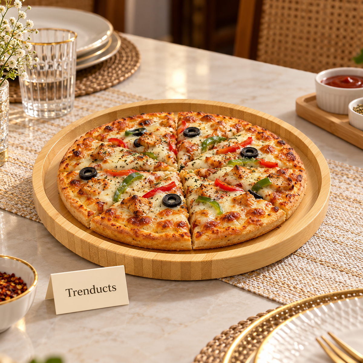 Bamboo Platter Round Serving Tray - 25 cm