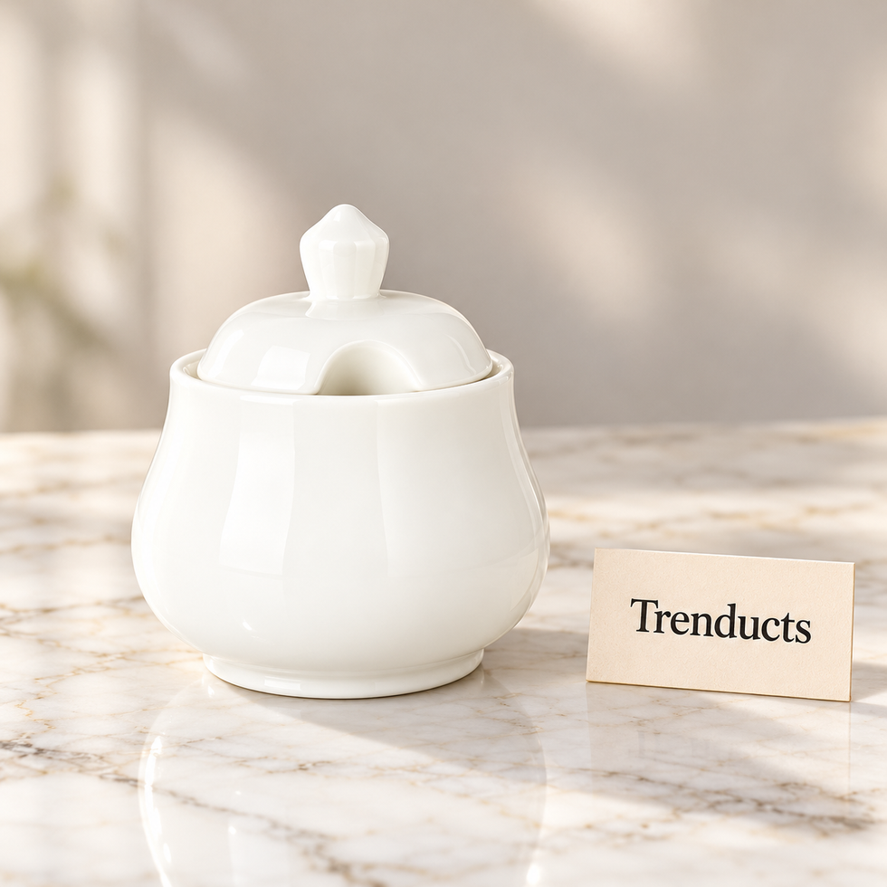 Danny Home Sugar Pot - 350 ml White Porcelain with Lid