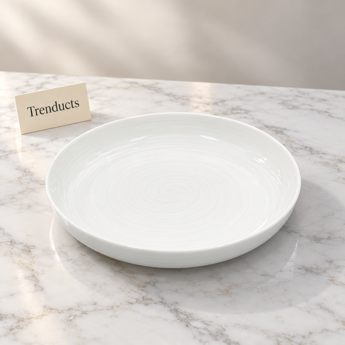 Danny Home Porcelain Plate - 8 Inch White Raised Edge