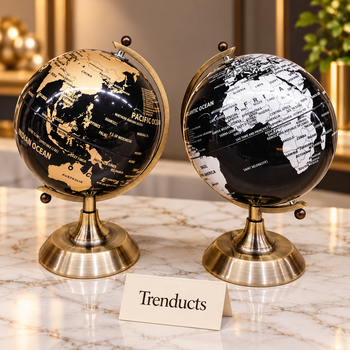 Black World Globe luxury styled photo with Trenducts card - view 1