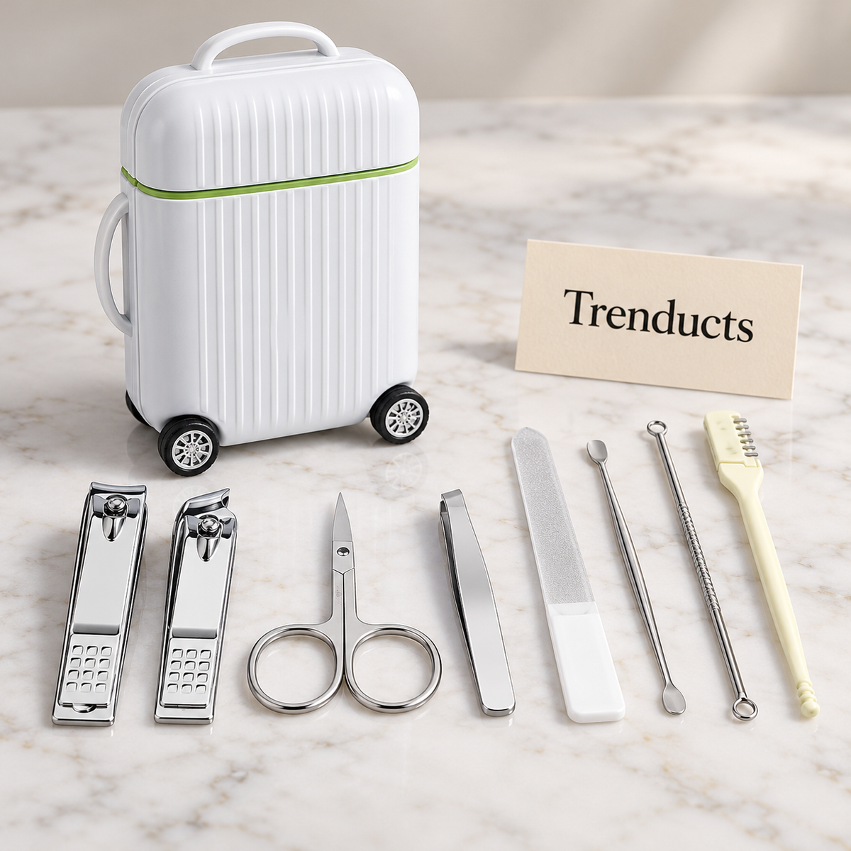Manicure Set - 8 Piece Kit in Mini Travel Suitcase Case