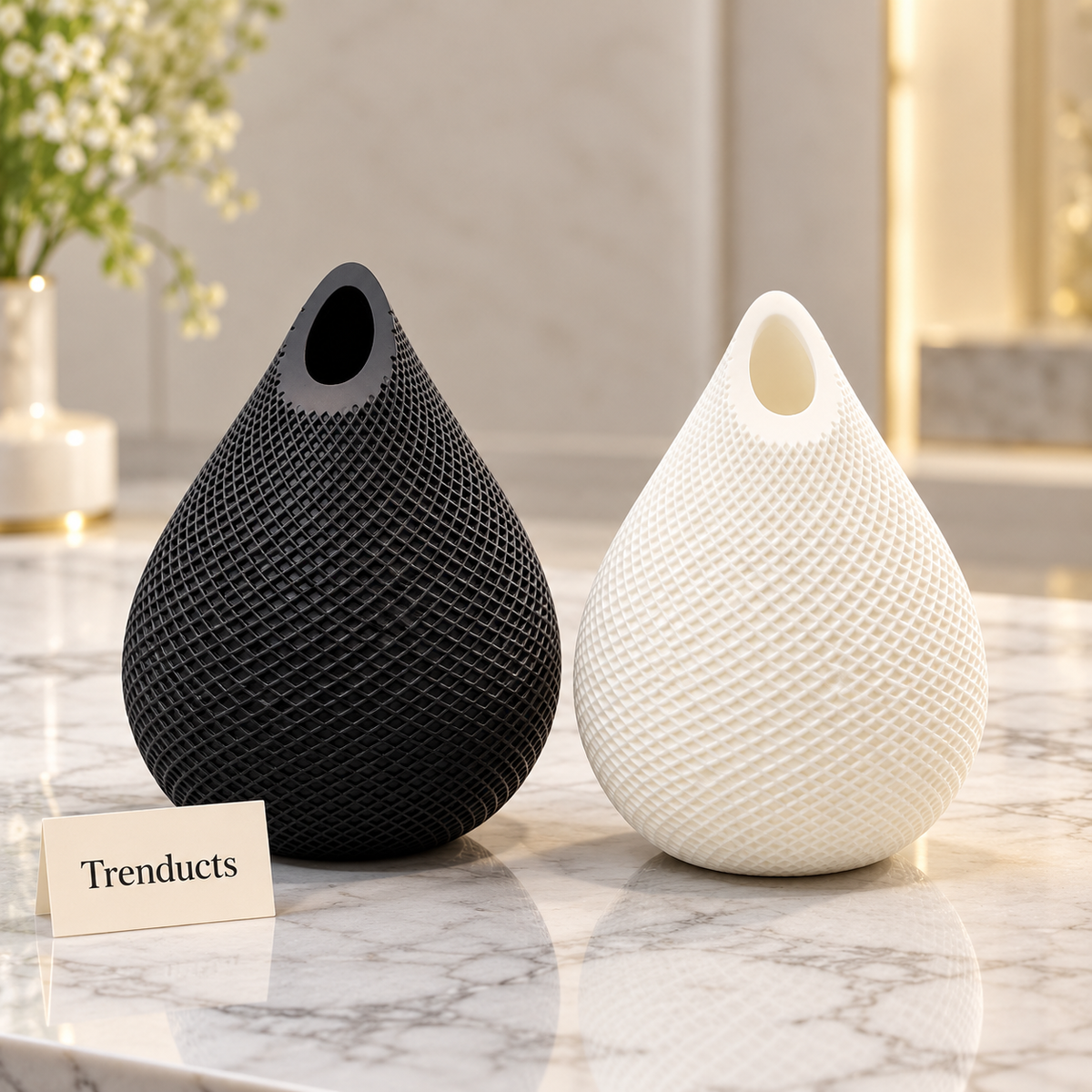 Textured Teardrop Table Vase - Lattice Pattern