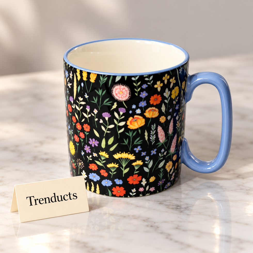 Danny Home Wildflower Mug 450ml - Black Porcelain