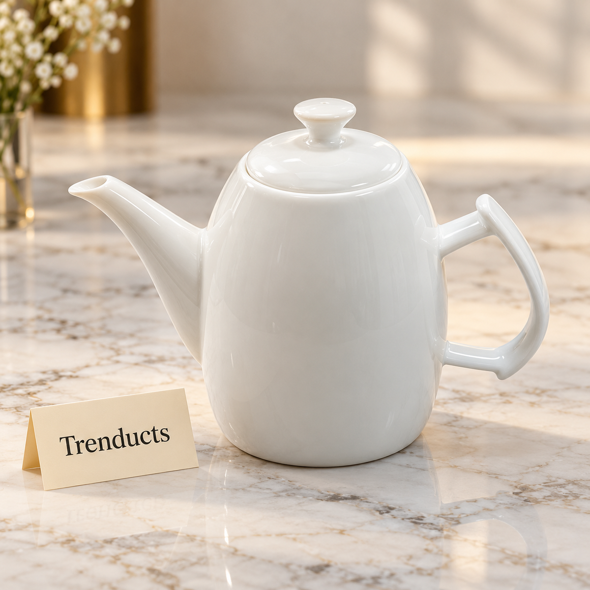 Brilliant Tall Tea Pot - 8.75 Inch White Tea Server