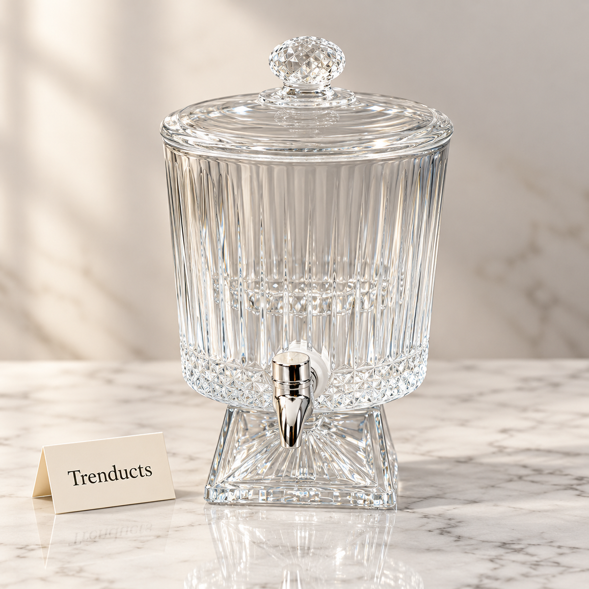 Brilliant Juice Dispenser with Tap - Ribbed Glass Stand