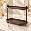 2 Tier Cosmetic Organizer Tray Stand with Ball Accents - Brown