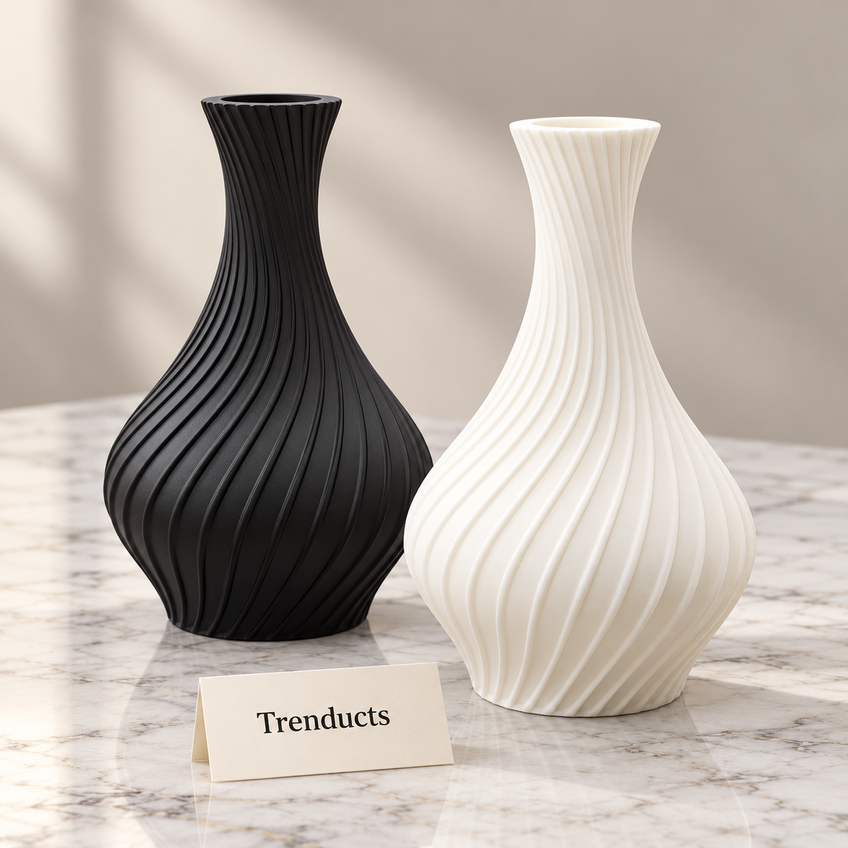 Twisted Ribbed Decorative Vase - Spiral Bud Shape