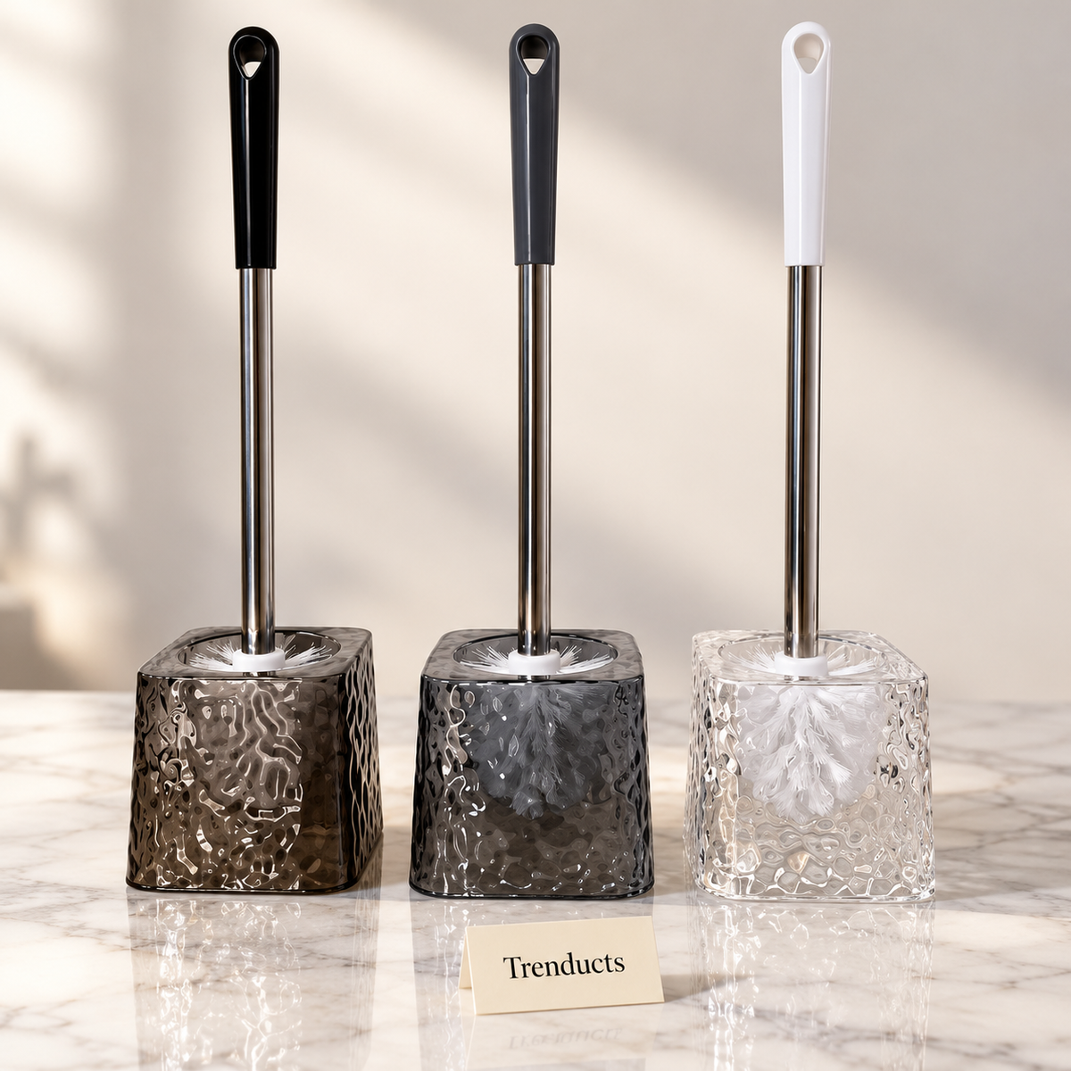 Acrylic Bathroom Brush - Toilet Brush with Textured Holder
