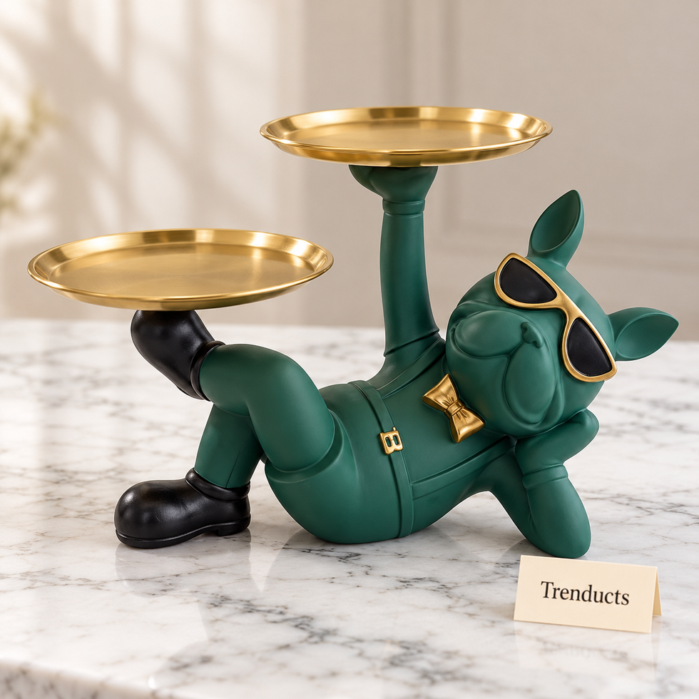 Cool Bulldog Butler Tray - Green & Gold Candy Server