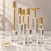 Crystal Candle Stand Set - 6 Pcs Gold Metal Stems