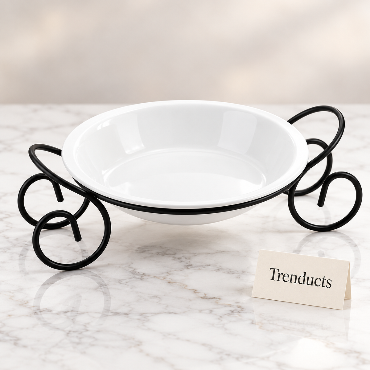 Symphony Round Bowl with Stand - White & Black