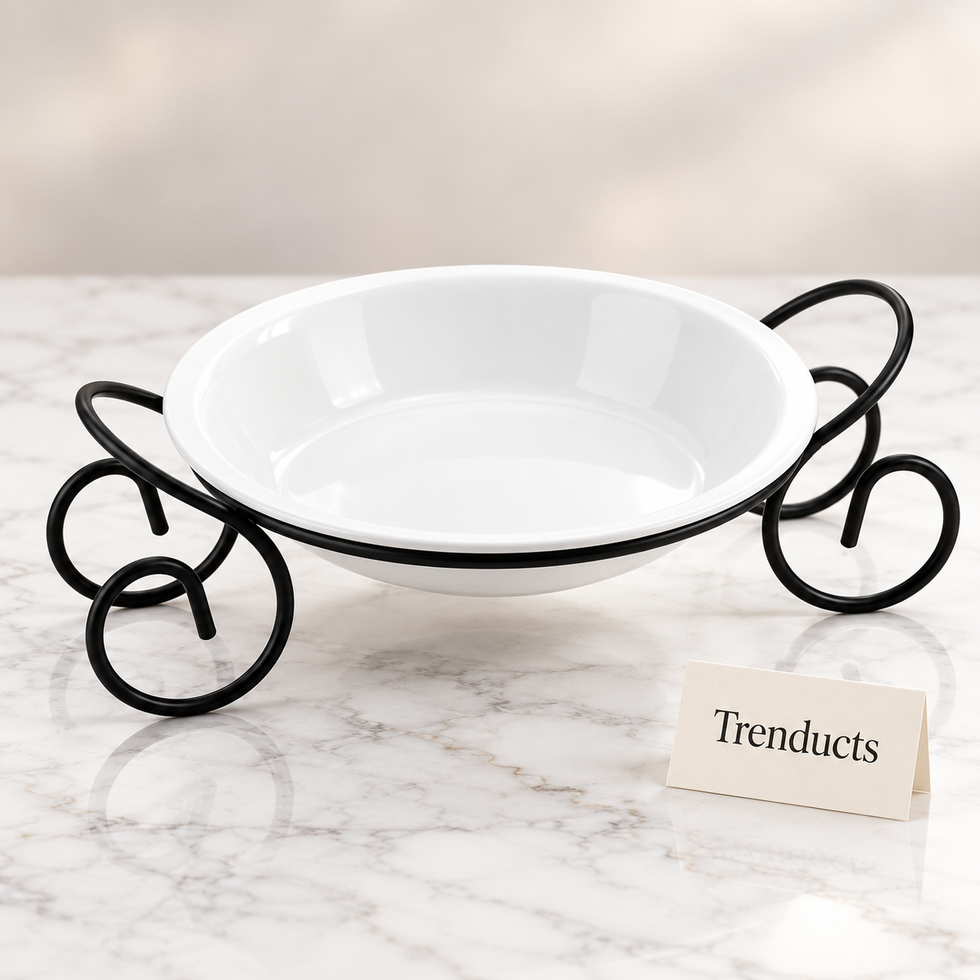 Symphony Round Bowl with Stand - White & Black