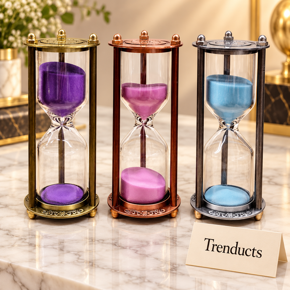 30 Minute Pillar Hourglass Sand Timer - Antique Metal Frame (Random Color)