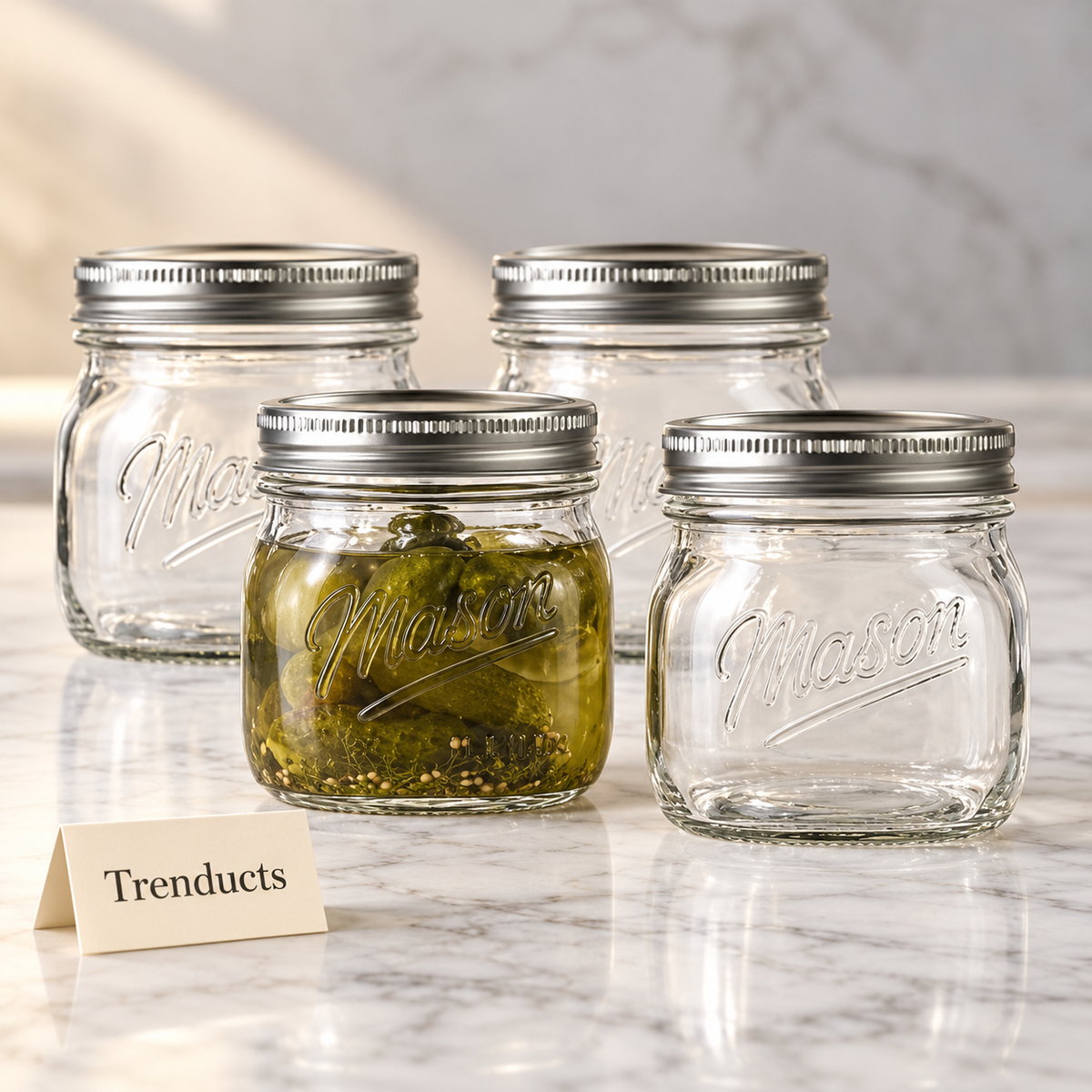 Danny Home Glass Mason Jar Set - 6 Pcs 480ml Squat Jars