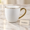 Ceramic Mug 350 ml - White with Gold Handle and Rim