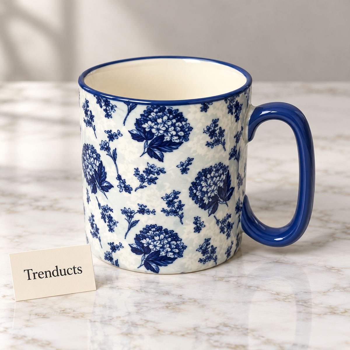 Danny Home Hydrangea Mug 450ml - Blue Porcelain