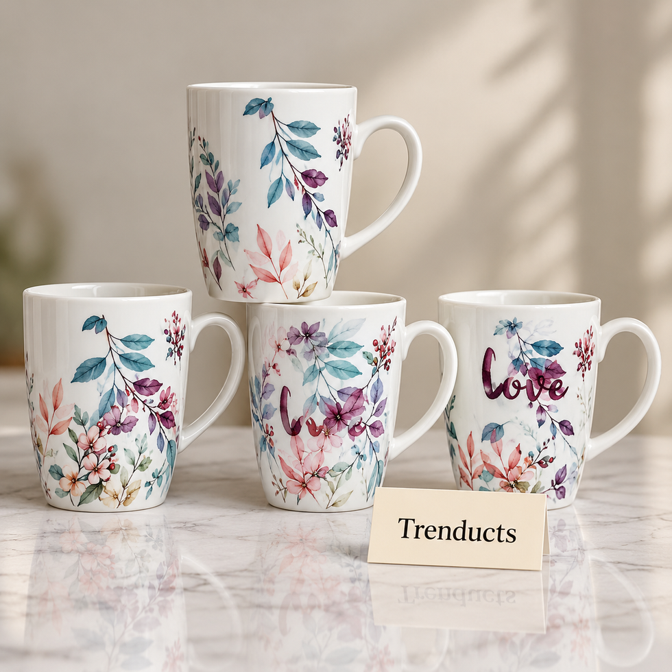 Pink Leaf Print Mug 360 ml - Love Floral (Random Design)
