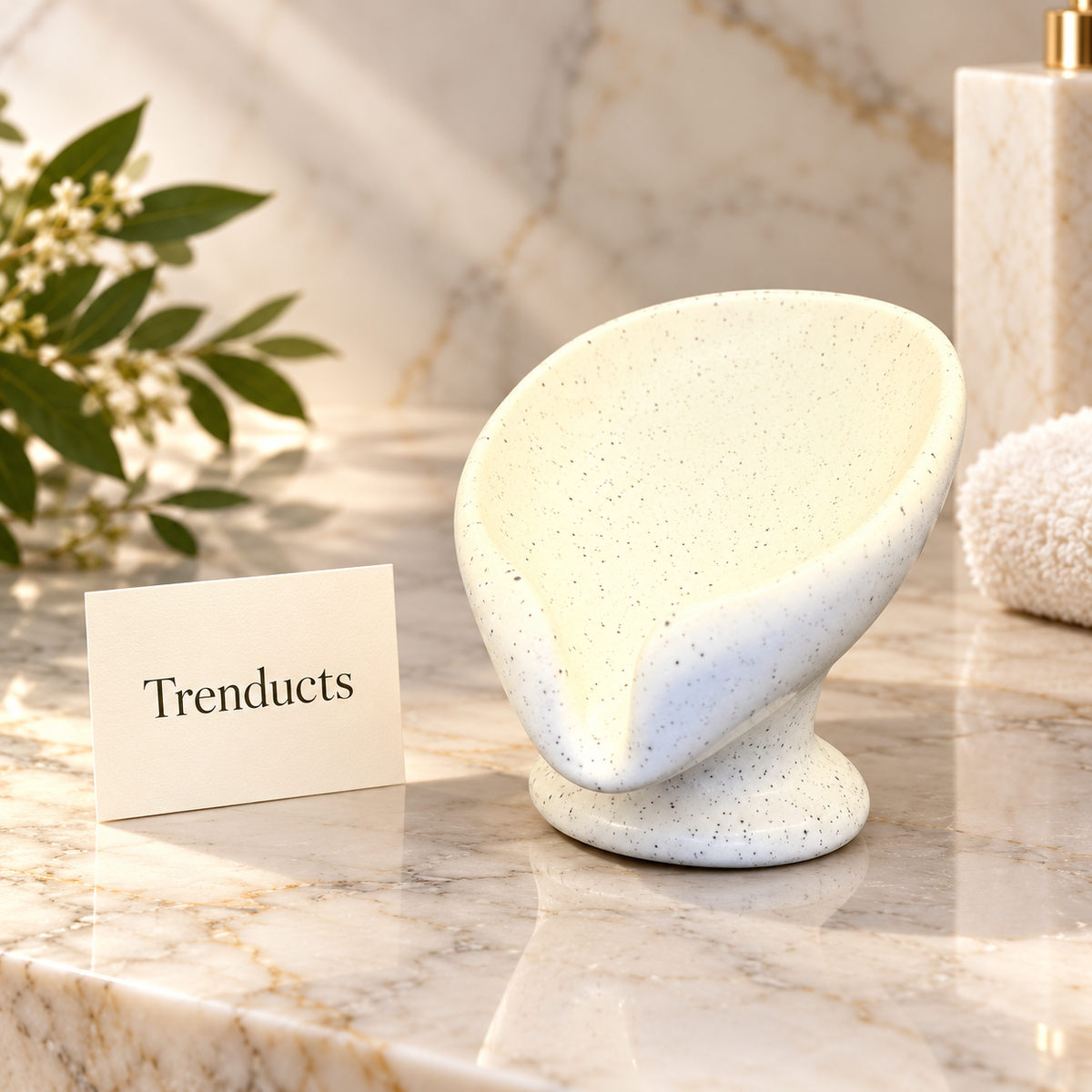 Brilliant Granite Soap Dish - White Speckled Porcelain