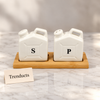 Luxury Salt and Pepper Shaker Tray Set - White Jerry Can Shape