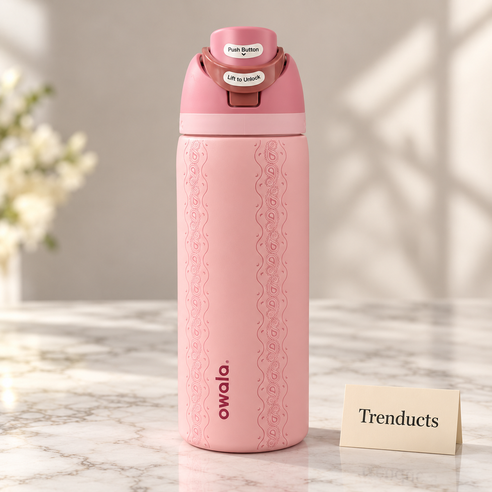 Owala Water Bottle 32 oz - Blush Pink Lace Embossed