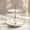 Brilliant 2 Tier Bowl Stand - White & Silver Scalloped