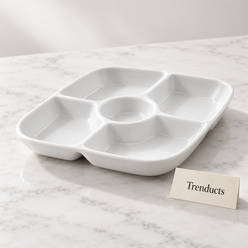Symphony Dry Fruit Tray - 5 Section White Server